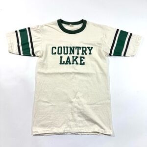 Vintage Velva Sheen Country Lake Ringer Tee Shirt Small Adult USA